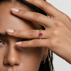 D'Joy - African Ruby & Moissanite Ring in 18K Vermeil Yellow Gold Plated Sterling Silver_8518891_1