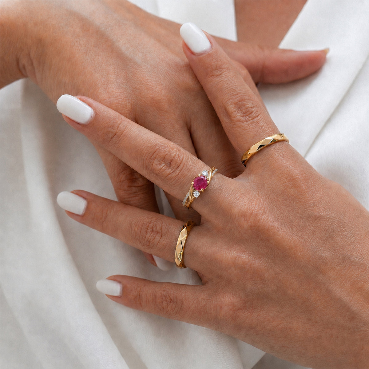 Always You African Ruby Birthstone Solitaire Promise Ring with Moissanite Accents in 925 Sterling Silver 18K Gold Vermeil Plated 8518891 3