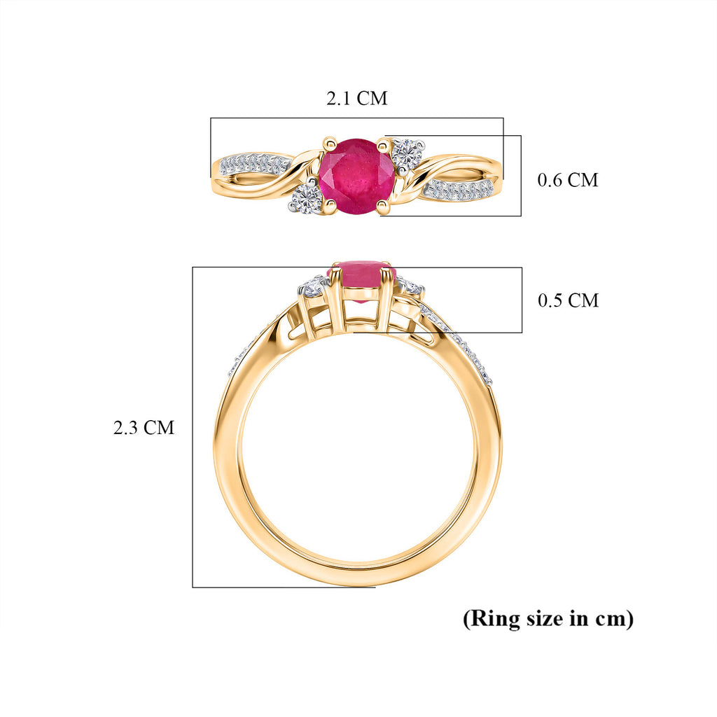 D'Joy - African Ruby & Moissanite Ring in 18K Vermeil Yellow Gold Plated Sterling Silver_8518891_8