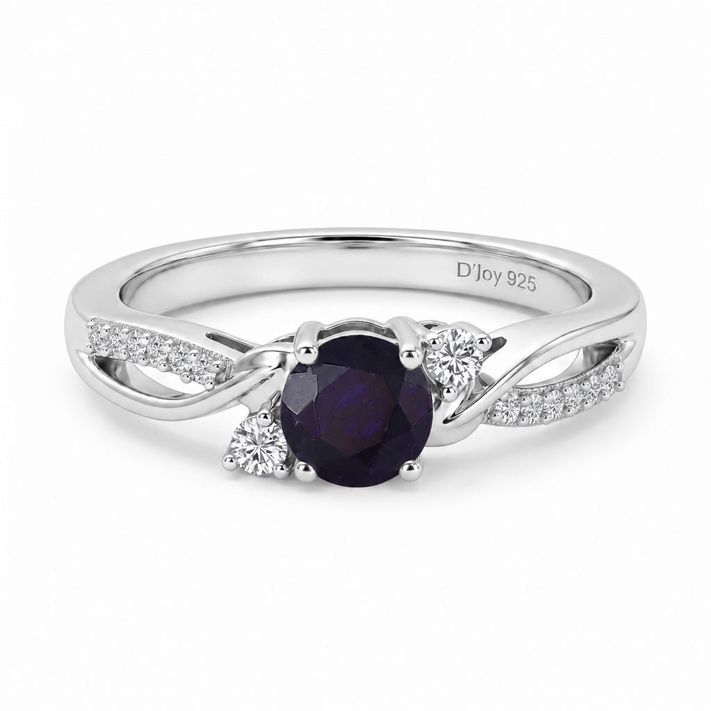 D'Joy - Masoala Sapphire & Moissanite Ring in Rhodium Overlay Sterling Silver_8518912
