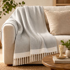 LIVMORE Cotton Patterned Throw Blanket (Size 130x1 cm) - Grey_8518990_1