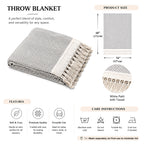 LIVMORE Cotton Patterned Throw Blanket (Size 130x1 cm) - Grey_8518990_4