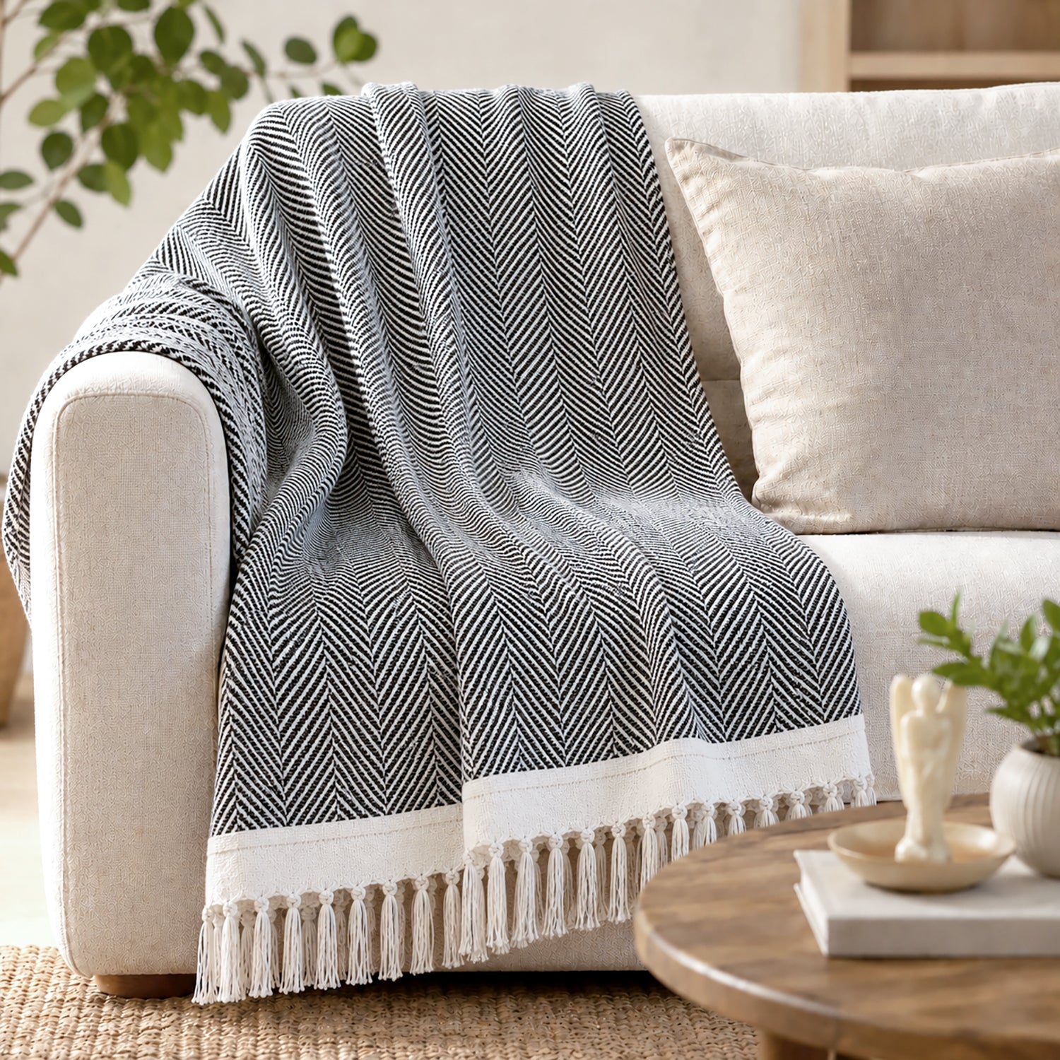 Livmore 100% Cotton Woven Throw Blanket (Size 130x160 cm) - Olive V32520753 2