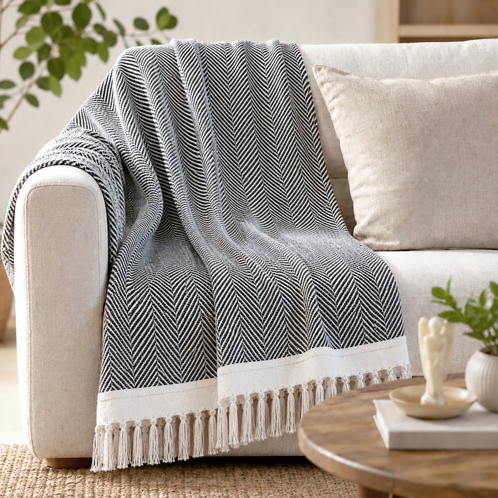 Livmore 100% Cotton Woven Throw Blanket (Size 130x160 cm) - Olive 8518991 2