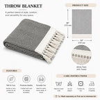 LIVMORE Cotton Patterned Throw Blanket (Size 130x1 cm) - Olive_8518991_4