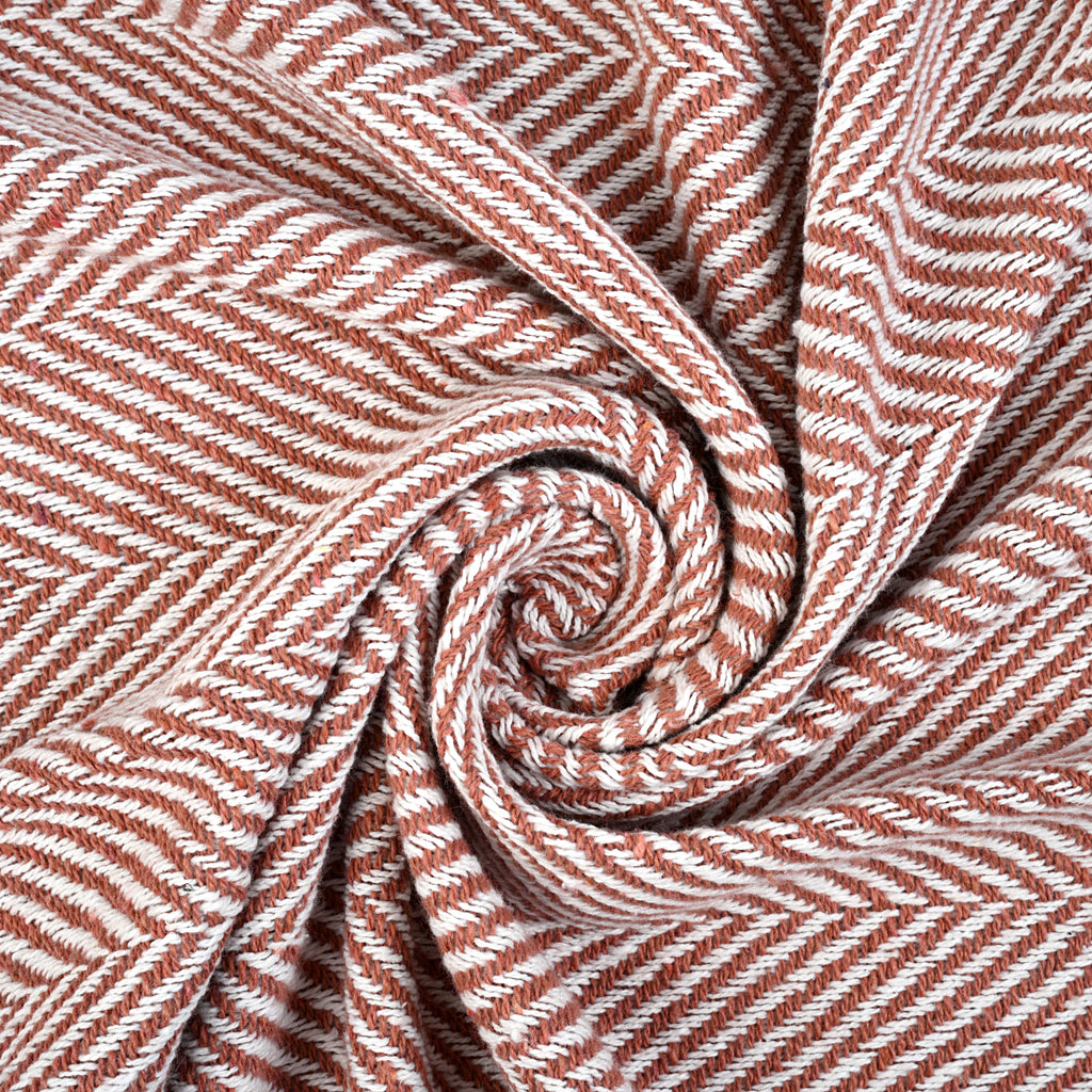 LIVMORE Cotton Patterned Throw Blanket (Size 130x1 cm) - Rose Gold_8518993_2