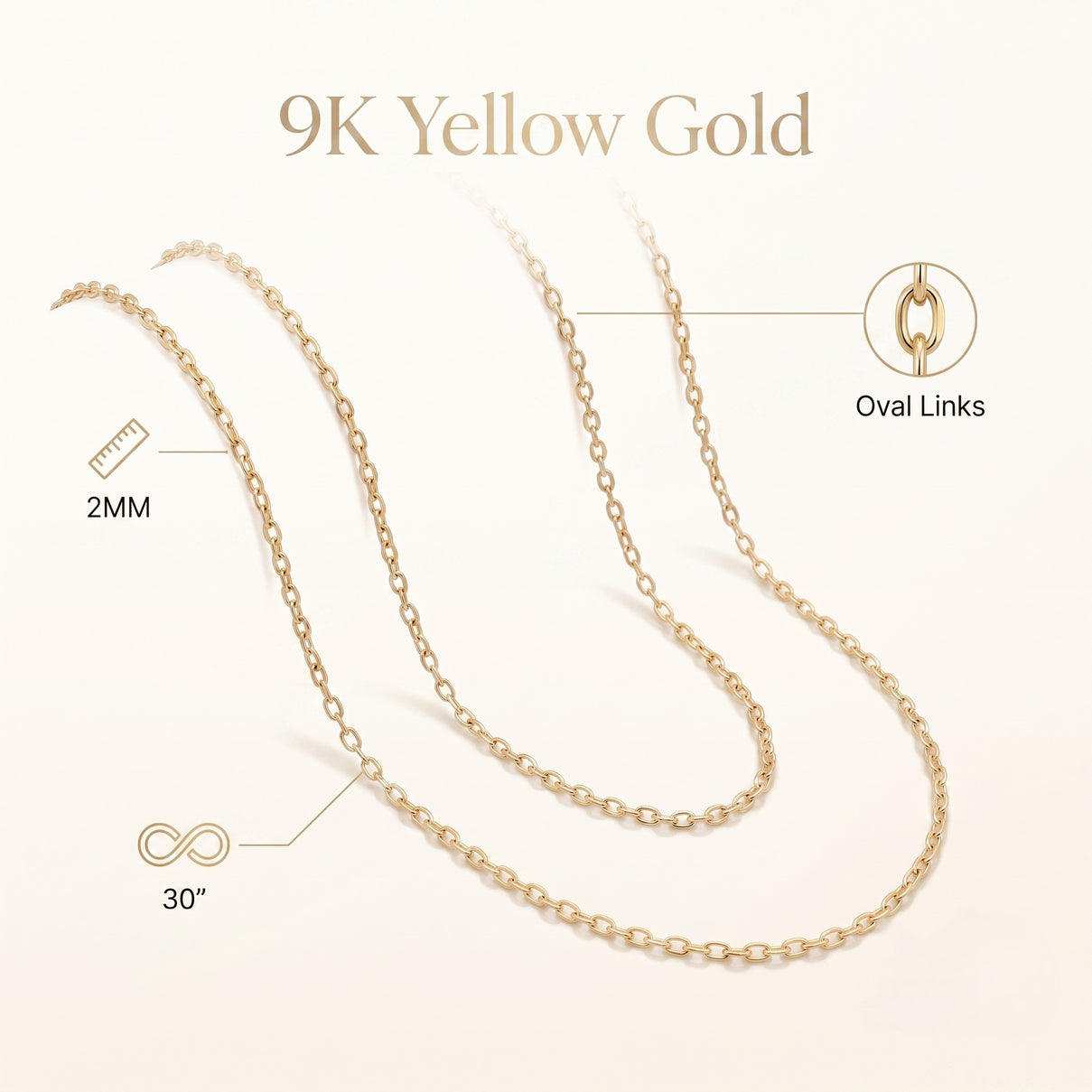 Close Out Deal- 9K Yellow Gold 2MM Oval-Cut Belcher Chain with Spring Clasp 30 Inch 8519069 6