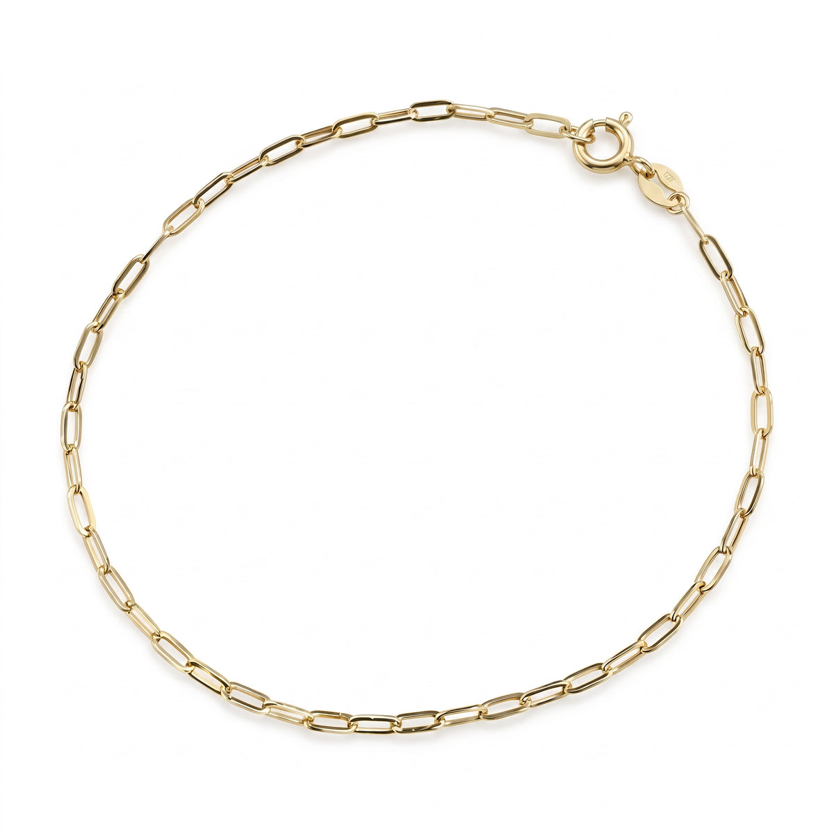9K Yellow Gold 1.2MM Paperclip Bracelet with Spring Clasp 7.5 Inch 8519080 0