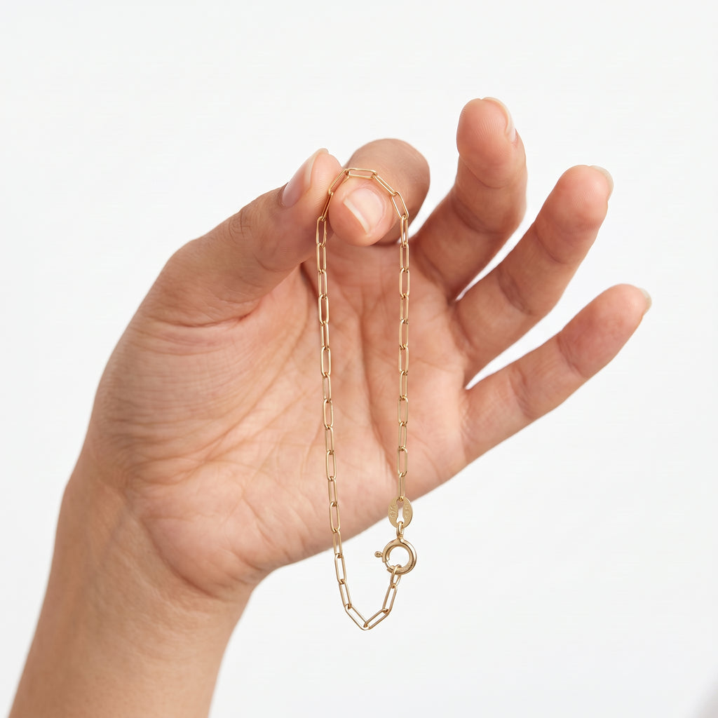 One Time Deal- 9K Yellow Gold Paperclip Bracelet (Size - 7.5)_8519080_4