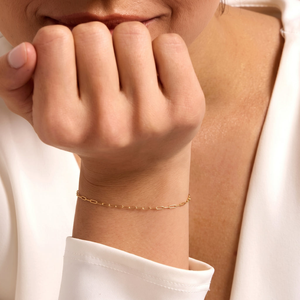 One Time Deal- 9K Yellow Gold Paperclip Bracelet (Size - 7.5)_8519080_5