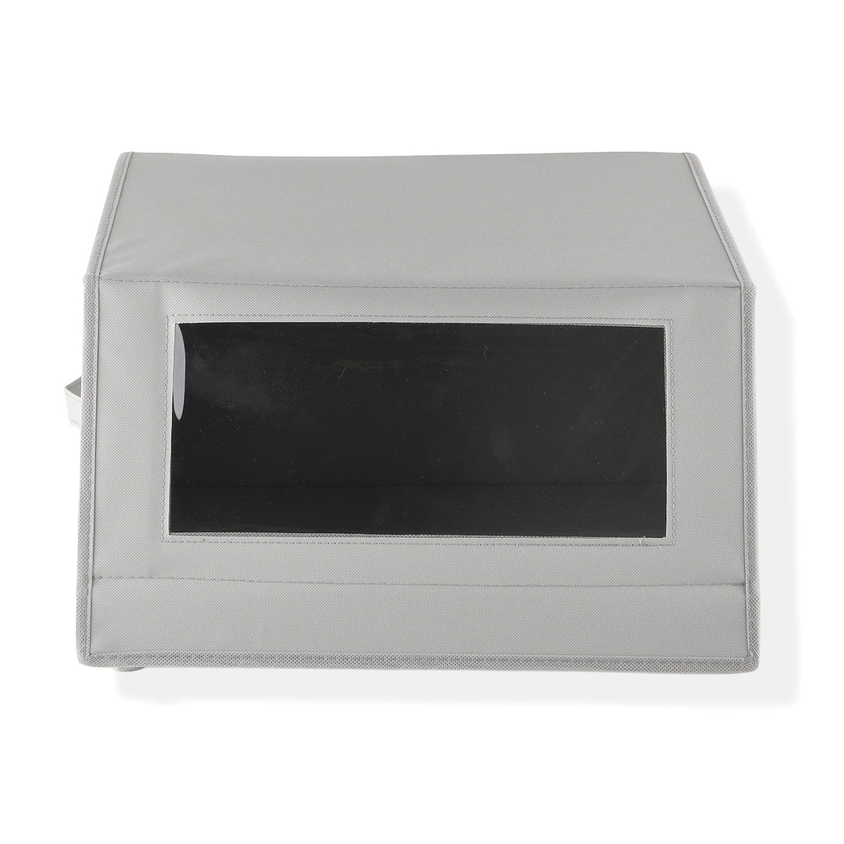Foldable Jute &amp; Non-Woven Storage Box with Clear Window (38 x 38 x 26 cm) - Grey 8519108 0