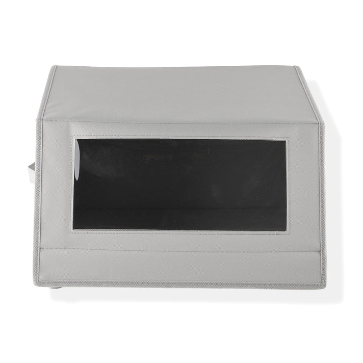 Foldable Jute &amp; Non-Woven Storage Box with Clear Window (38 x 38 x 26 cm) - Grey 8519108 1