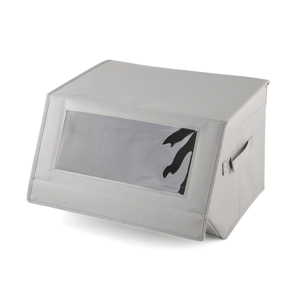 Foldable Jute &amp; Non-Woven Storage Box with Clear Window (38 x 38 x 26 cm) - Grey 8519108 1