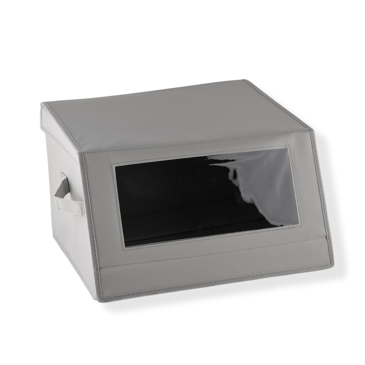 Foldable Jute &amp; Non-Woven Storage Box with Clear Window (38 x 38 x 26 cm) - Grey 8519108 3