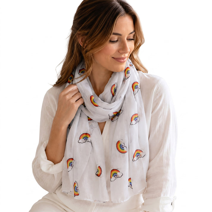 Rainbow Print Scarf (Size 70 x 180 Cm) - White 8519195 1