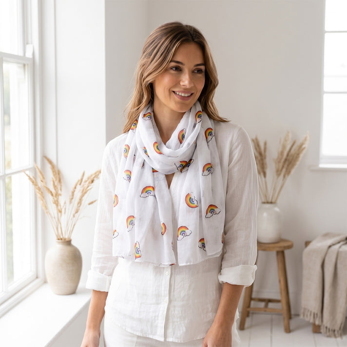 Rainbow Print Scarf (Size 70 x 180 Cm) - White 8519195 2