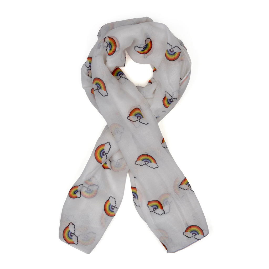 Rainbow Print Scarf (Size 70 x 180 Cm) - White_8519195_3