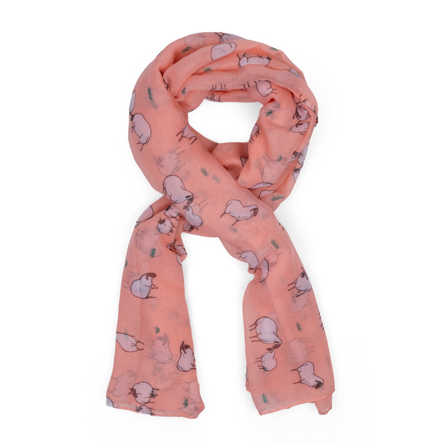 Cute Cartoon Sheep Print Scarf (Size 90 x 180 Cm) - Salmon Pink V32514530 3