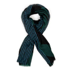Large Diagonal Stripe Crinkle Frayed Scarf (Size 90 x 180 Cm) - Green_8519202_3
