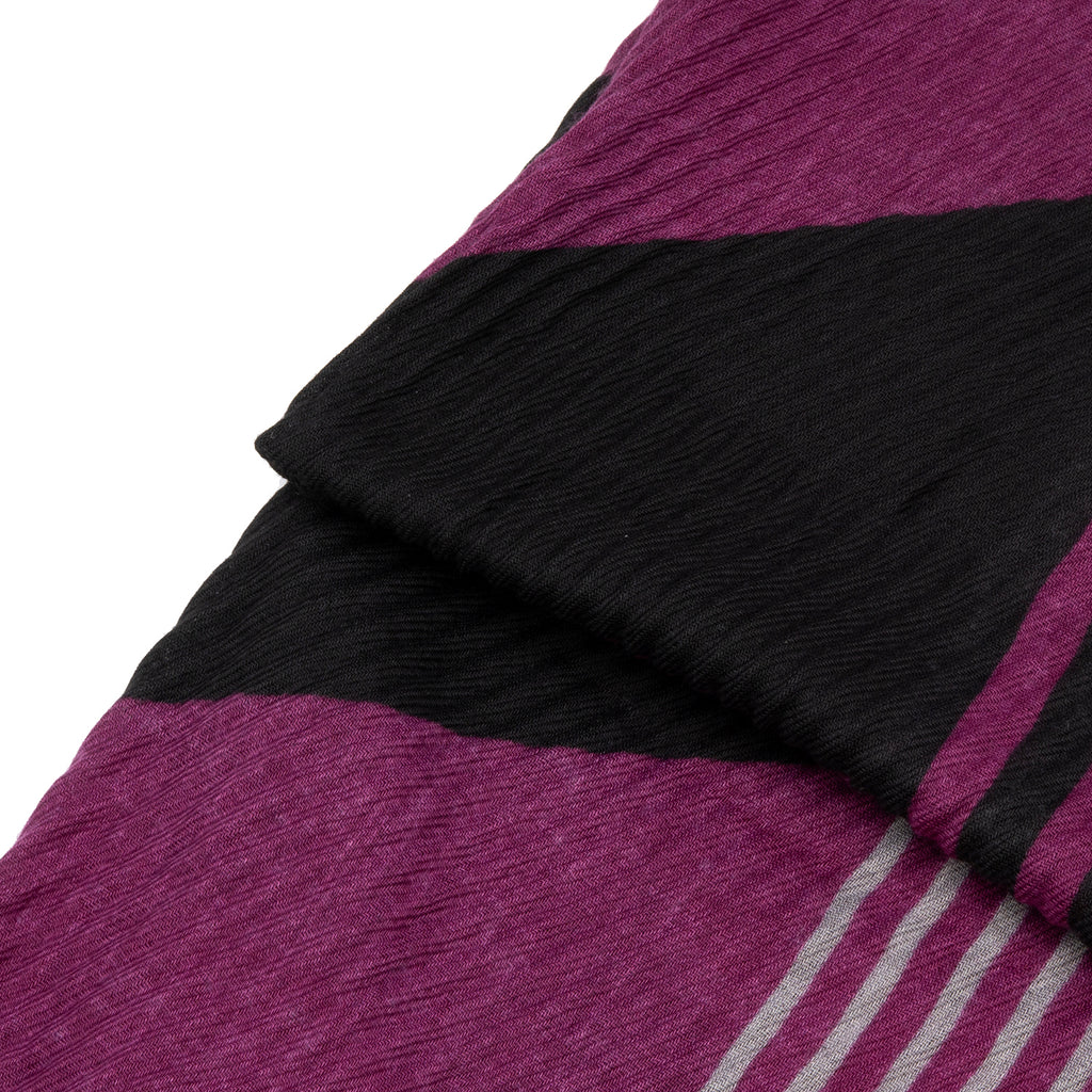 Large Diagonal Stripe Crinkle Frayed Scarf (Size 90 x 180 Cm) - Berry_8519203_5