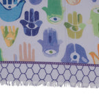 Hamsa Hand & Tile Border Print Frayed Scarf (Size 70 x 180 Cm) - Purple/ Multi_8519233_5