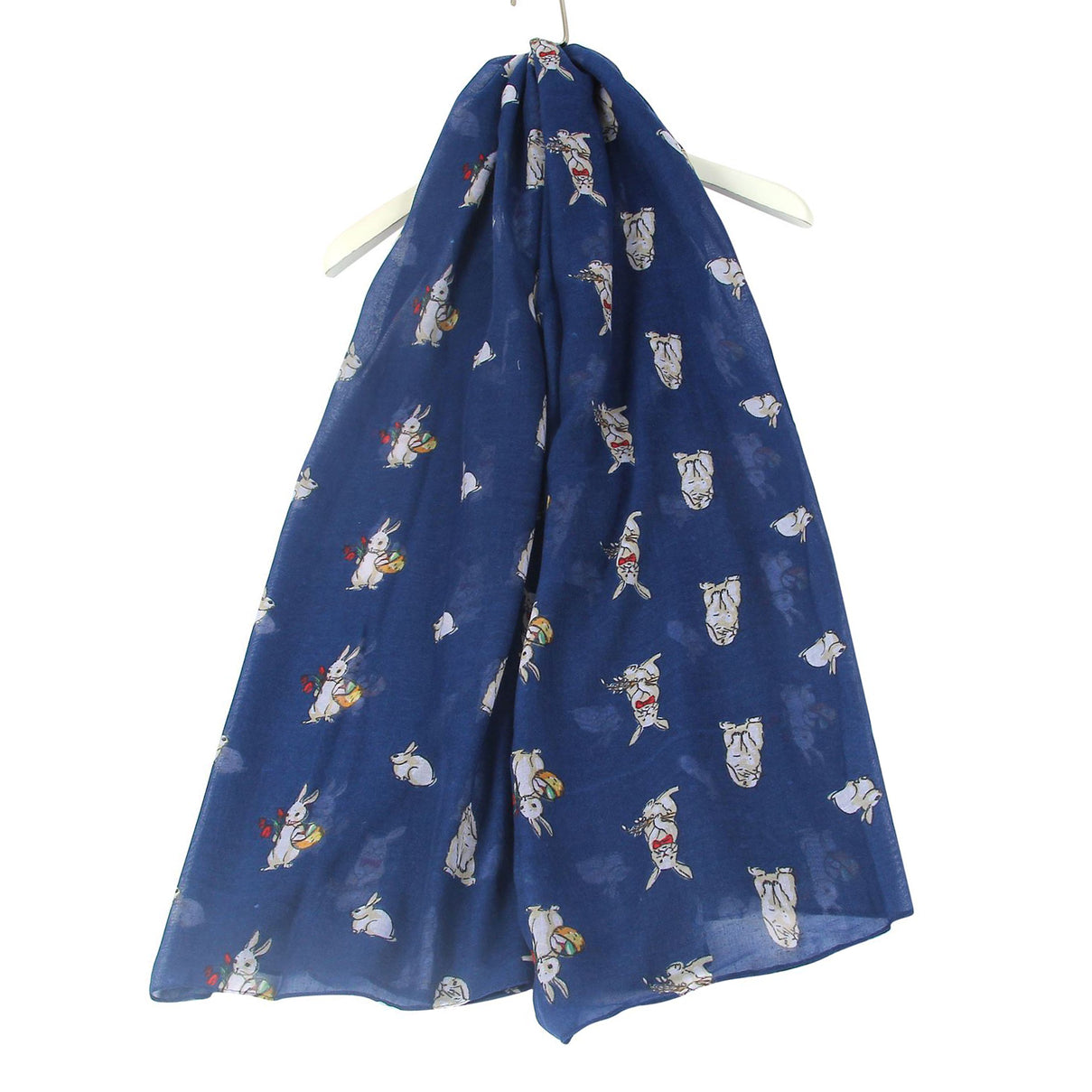 Countryside Bunny Rabbit Printed Scarf (Size 90 x 180 Cm) - Navy V32513141 0