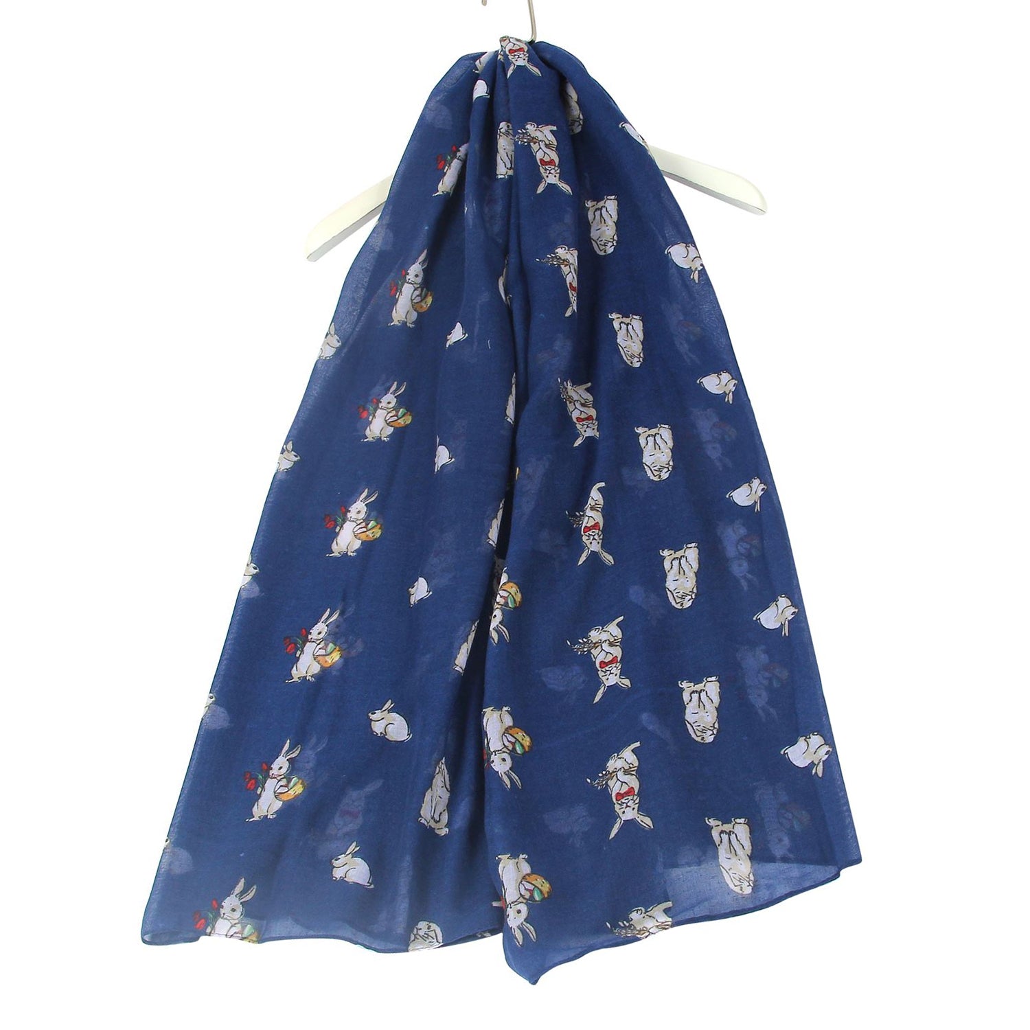 Countryside Bunny Rabbit Printed Scarf (Size 90 x 180 Cm) - Navy V32513141 0