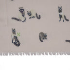 Raccoon Print Frayed Scarf (Size 70 x 180 Cm) - Beige_8519242_5