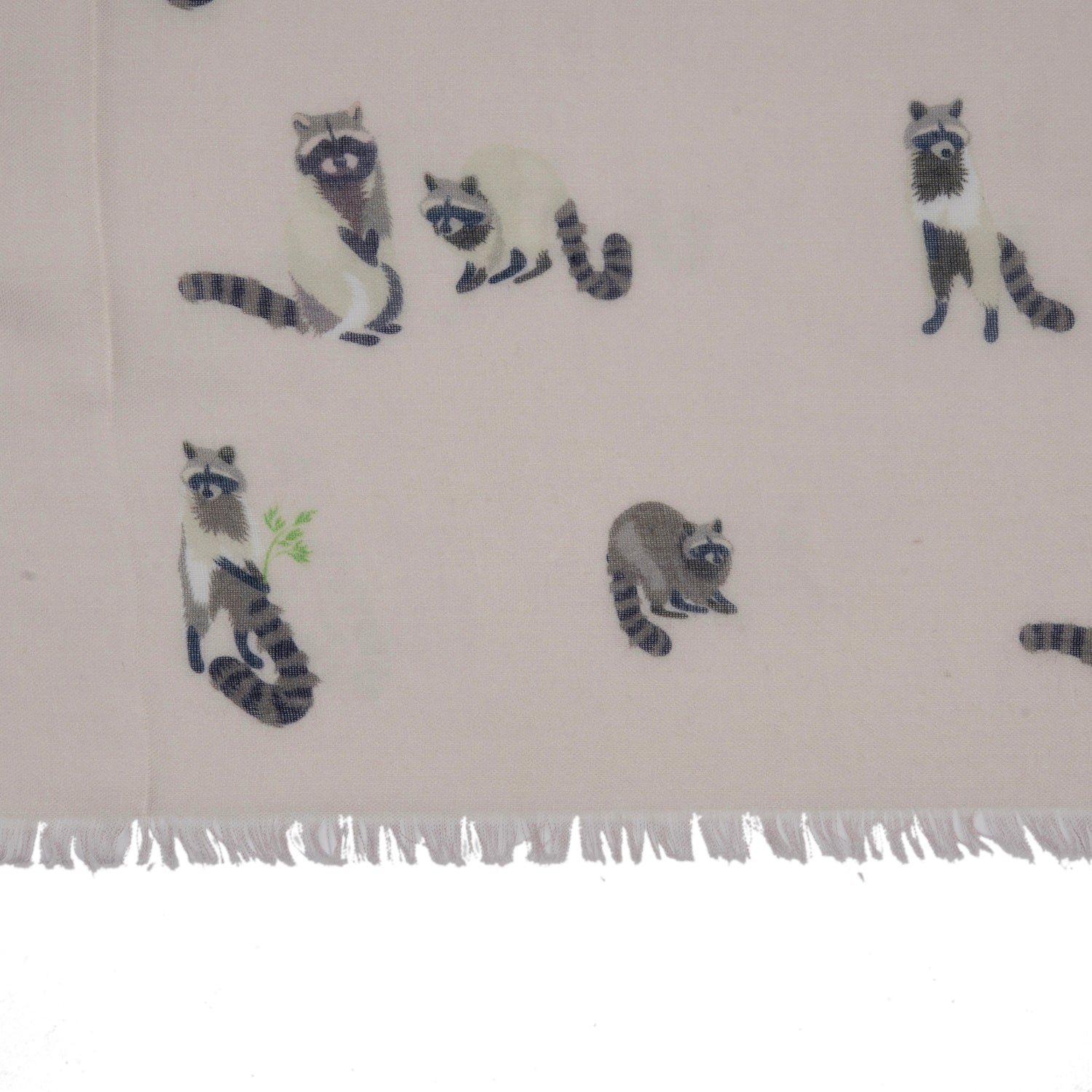 Raccoon Print Frayed Scarf (Size 70 x 180 Cm) - Beige V32516832 5