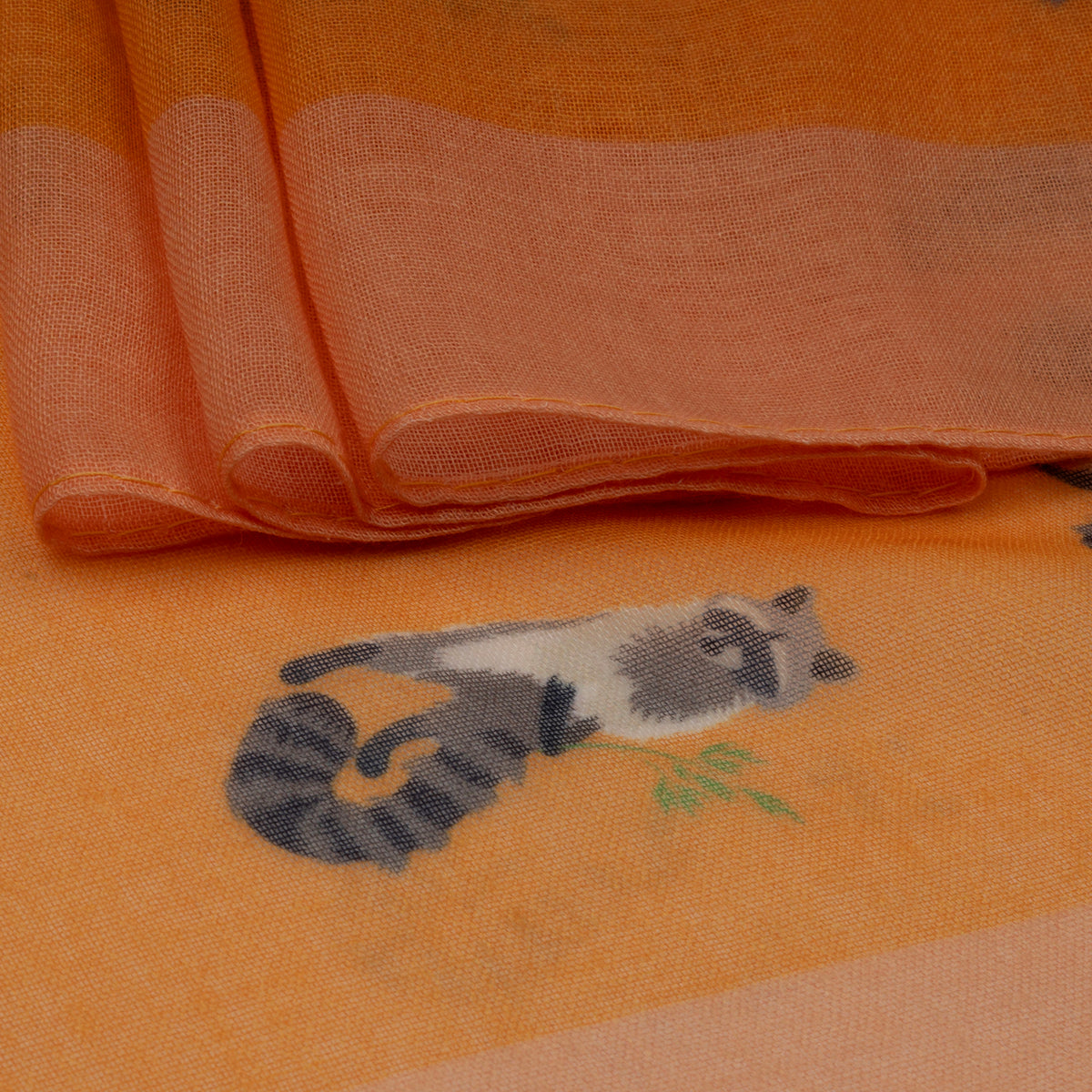 Raccoon Print Frayed Scarf (Size 70 x 180 Cm) - Orange V32512266 4