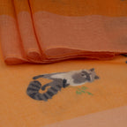 Raccoon Print Frayed Scarf (Size 70 x 180 Cm) - Orange_8519243_4