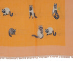 Raccoon Print Frayed Scarf (Size 70 x 180 Cm) - Orange_8519243_5