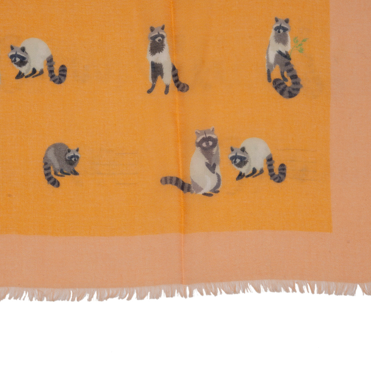 Raccoon Print Frayed Scarf (Size 70 x 180 Cm) - Orange V32512266 5