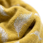 Silver Feather Print Snood (One Size) - Mustard
