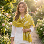 Silver Feather Print Snood (One Size) - Mustard