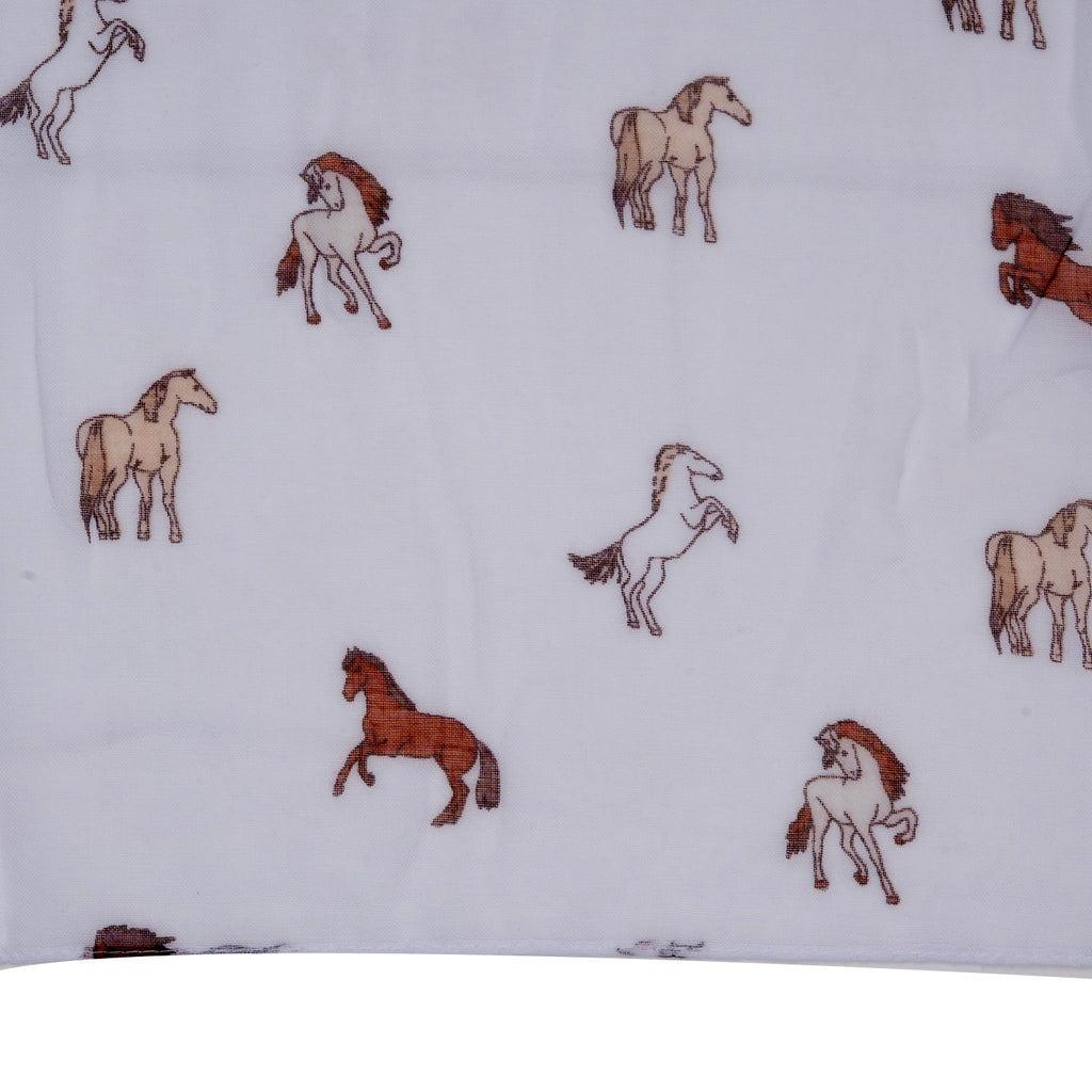 Galloping Horse Print Scarf (Size 90 x 180 Cm) - White_8519254_5