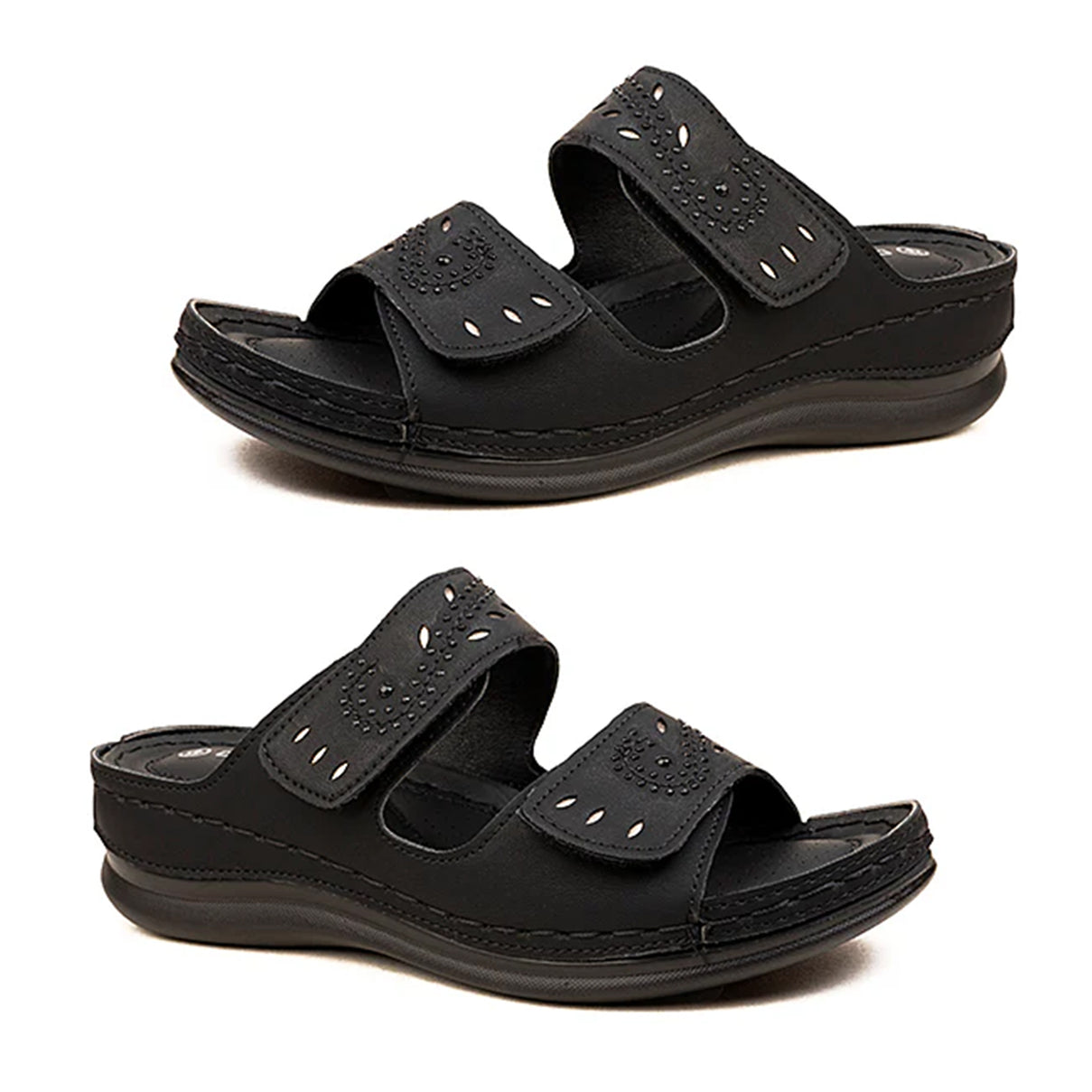 Violet Ladies Open Toe Adjustable Double Straps Mule Sandal (Size 3) - Black V32535875 0