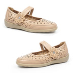 Gabriell Ladies Laser Cut Floral Detail Flat Comfort Pumps (Size 4) - Beige_8519476