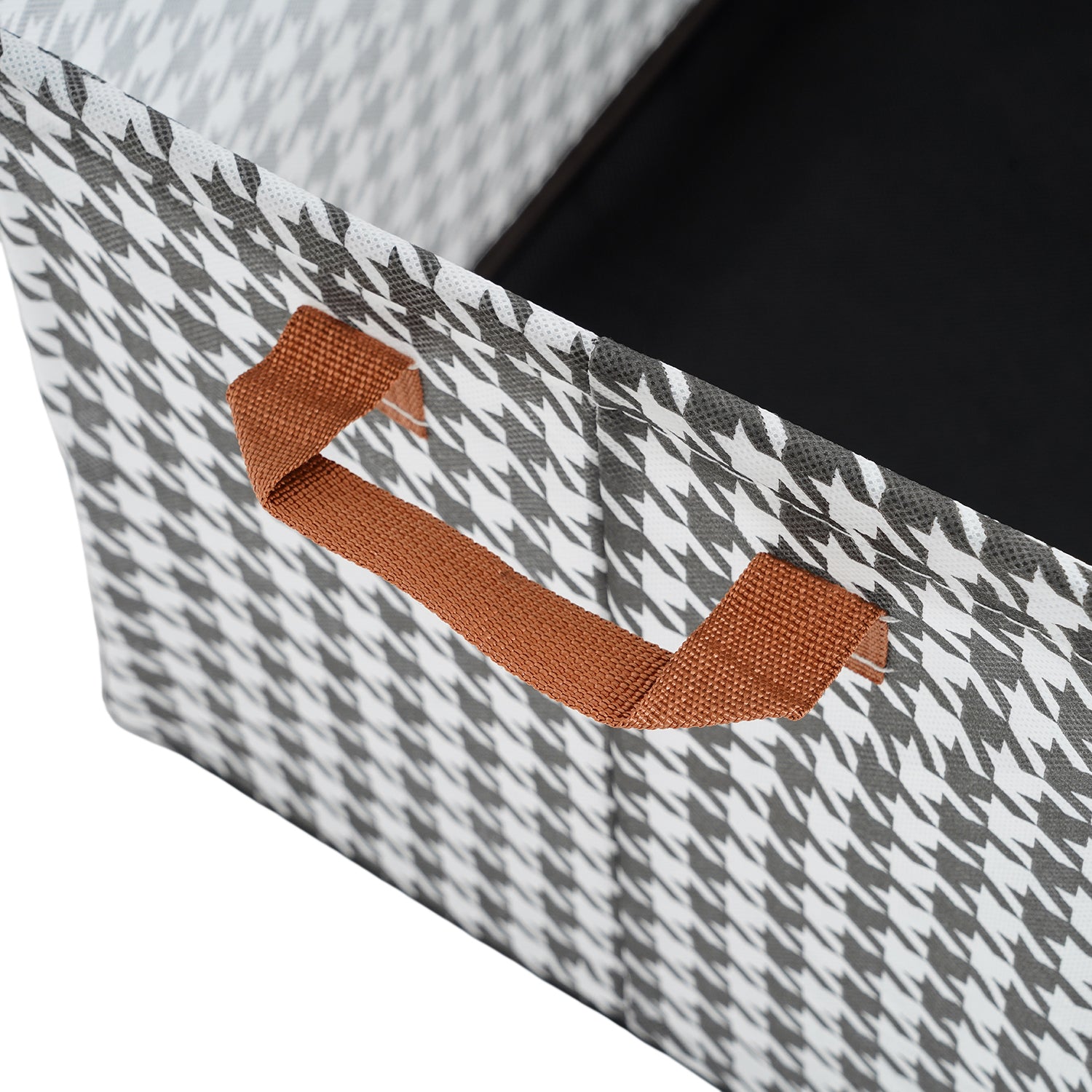 Pack of 3 - Houndstooth Non-Woven Extra Large Storage Organizer Box (50 x 32 x 30 cm) - Black 8519572 5