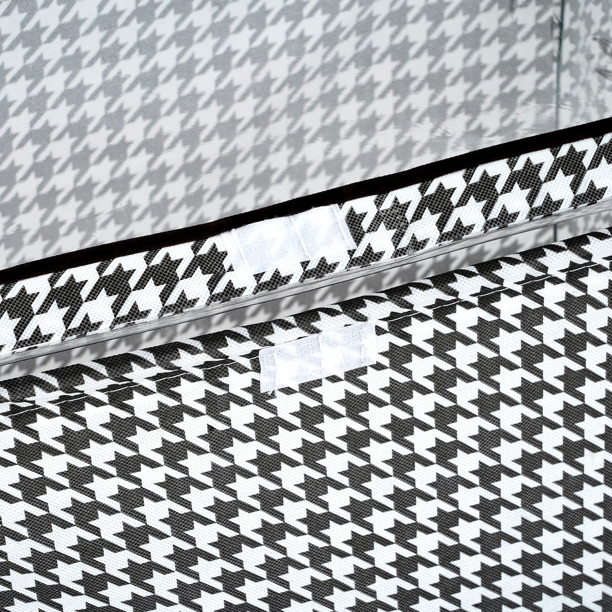Pack of 3 - Houndstooth Non-Woven Extra Large Storage Organizer Box (50 x 32 x 30 cm) - Black 8519572 6