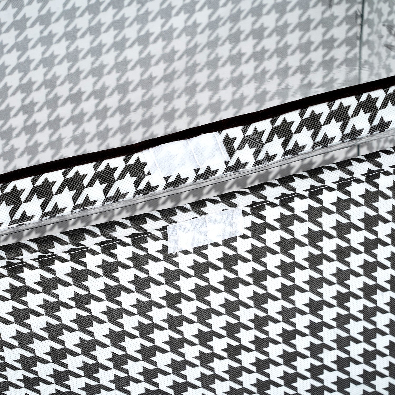 Pack of 3 - Houndstooth Non-Woven Extra Large Storage Organizer Box (50 x 32 x 30 cm) - Black 8519572 6