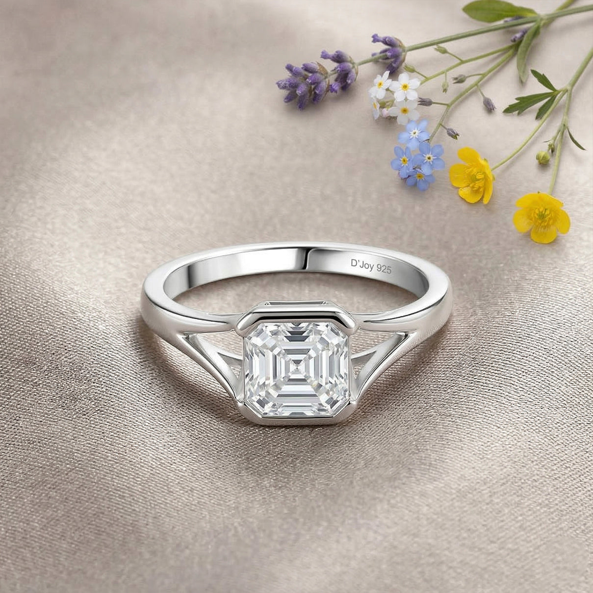 D'Joy - GRA Certified Moissanite D-VVS1 Solitaire Ring in Rhodium Overlay Sterling Silver 1.00 Ct. V32523297 3