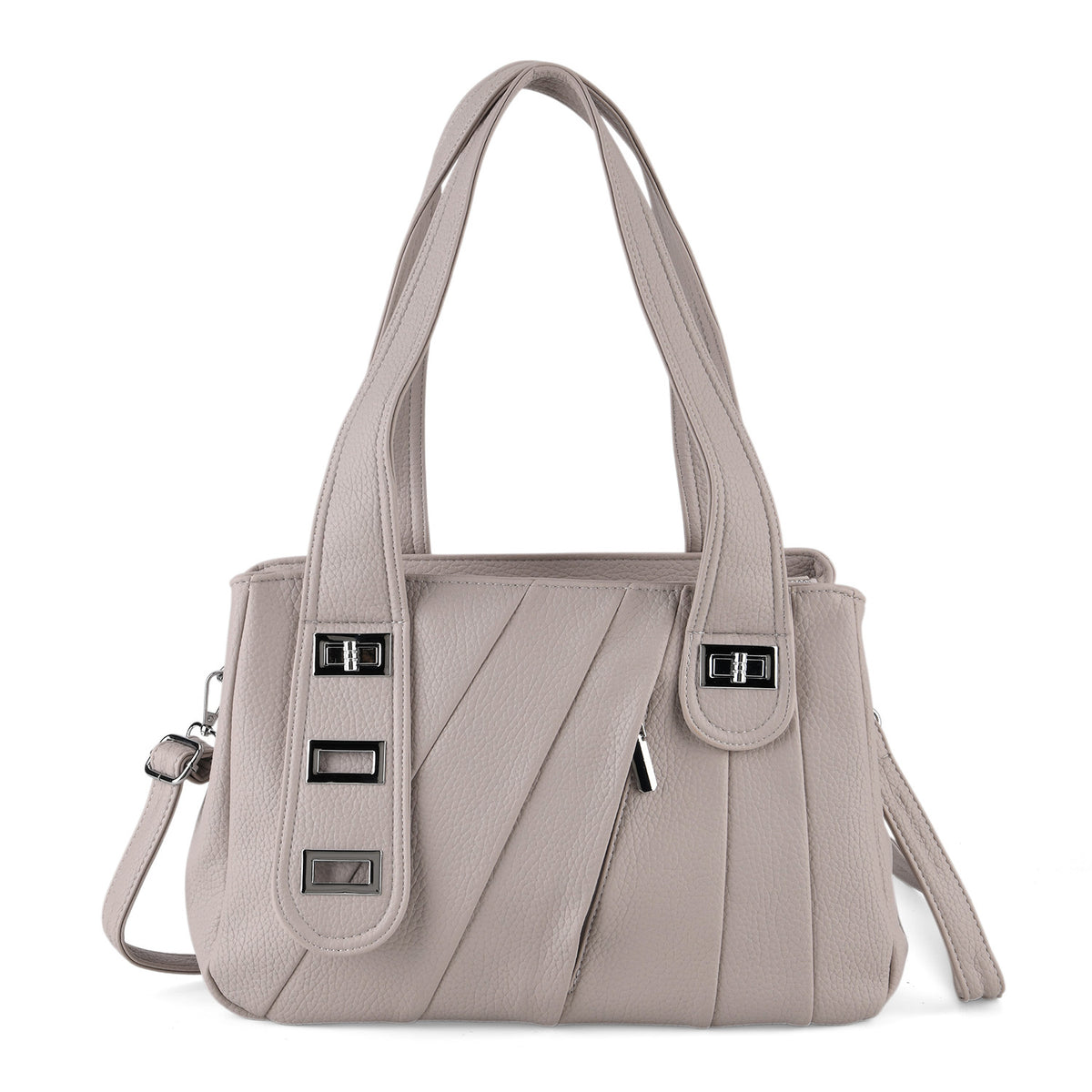Designer Inspired - Dual-Handle Convertible Crossbody &amp; Shoulder Handbag - Grey V32528098 0