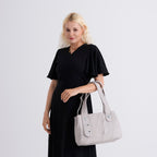 Designer Inspired - Dual-Handle Convertible Crossbody & Shoulder Handbag - Grey_8519655_3