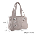 Designer Inspired - Dual-Handle Convertible Crossbody & Shoulder Handbag - Grey_8519655_7