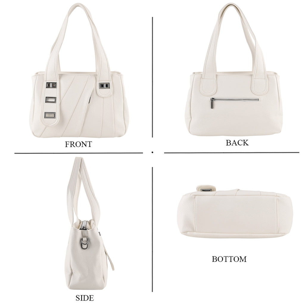 Designer Inspired - Dual-Handle Convertible Crossbody & Shoulder Handbag - White_8519656_4