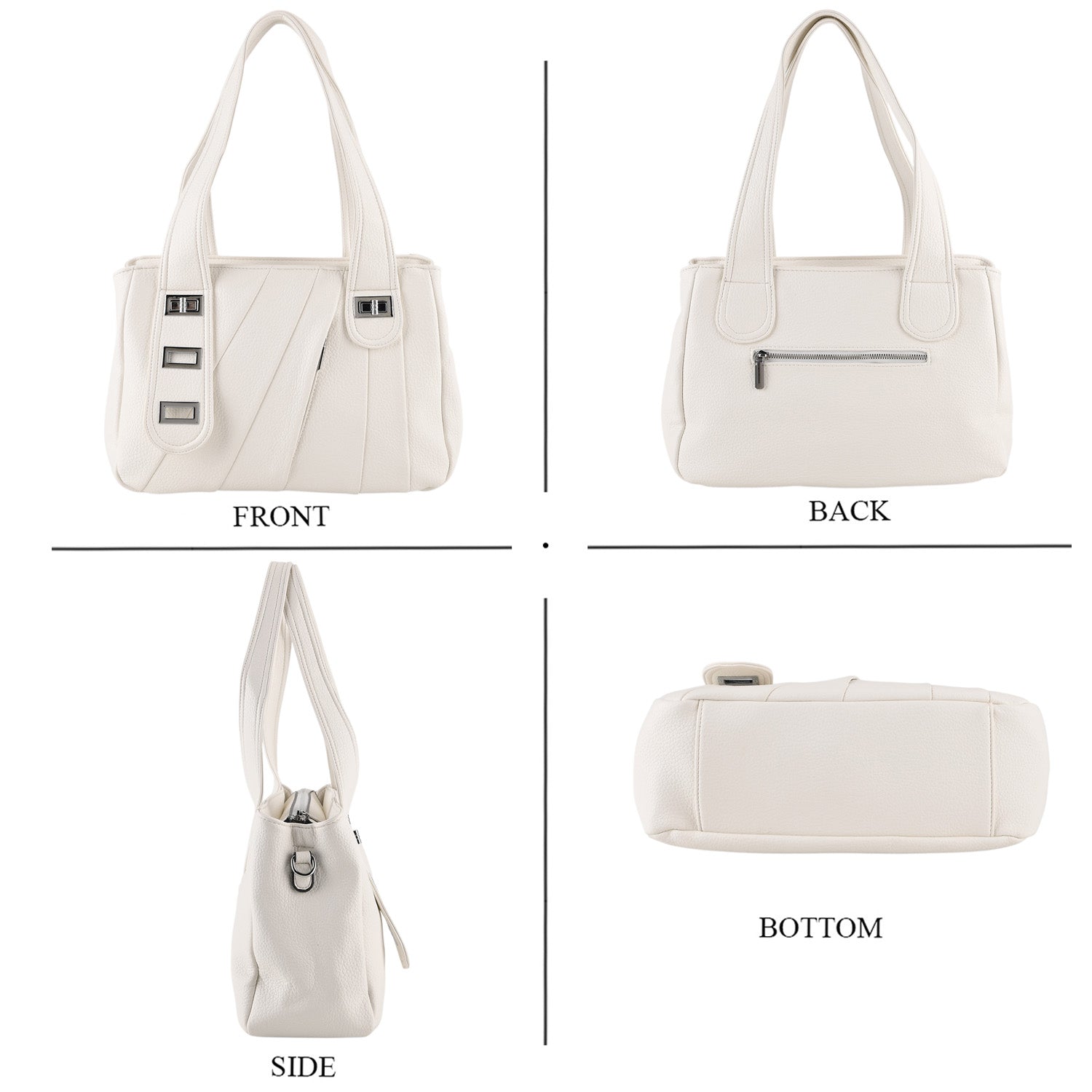 Designer Inspired - Dual-Handle Convertible Crossbody &amp; Shoulder Handbag - White V32517073 5