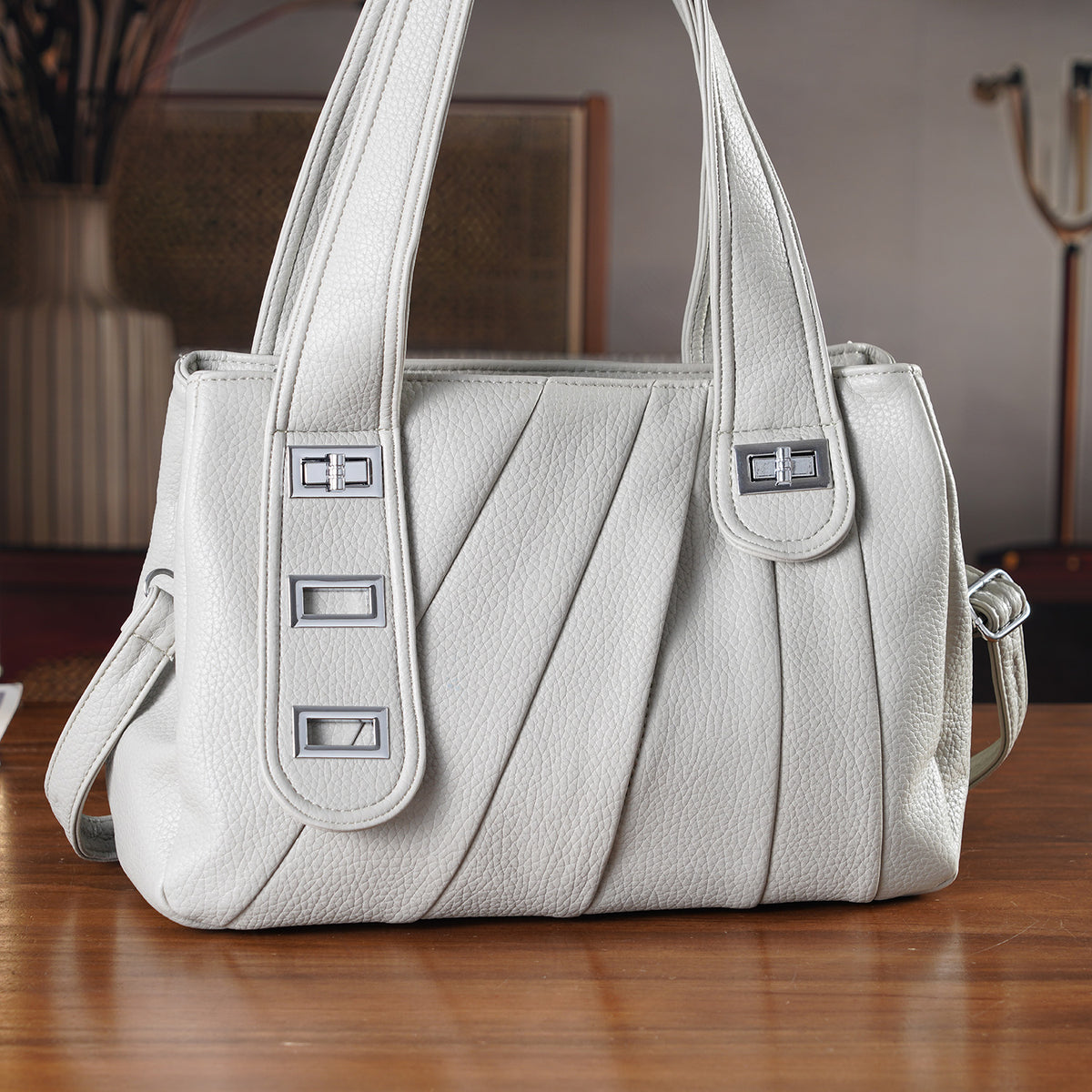 Designer Inspired - Dual-Handle Convertible Crossbody &amp; Shoulder Handbag - Light Green V32528096 2