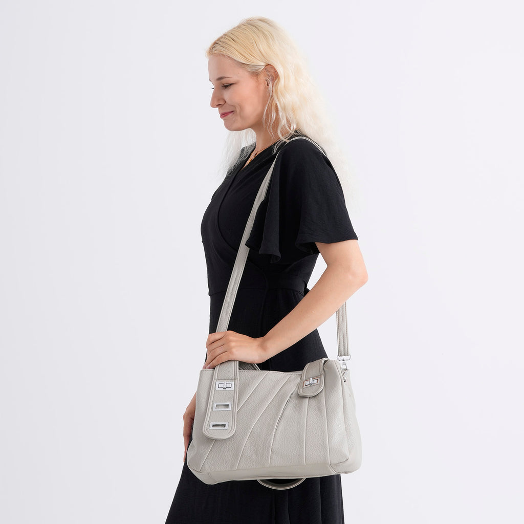 Designer Inspired - Dual-Handle Convertible Crossbody & Shoulder Handbag - Light Green_8519657_2