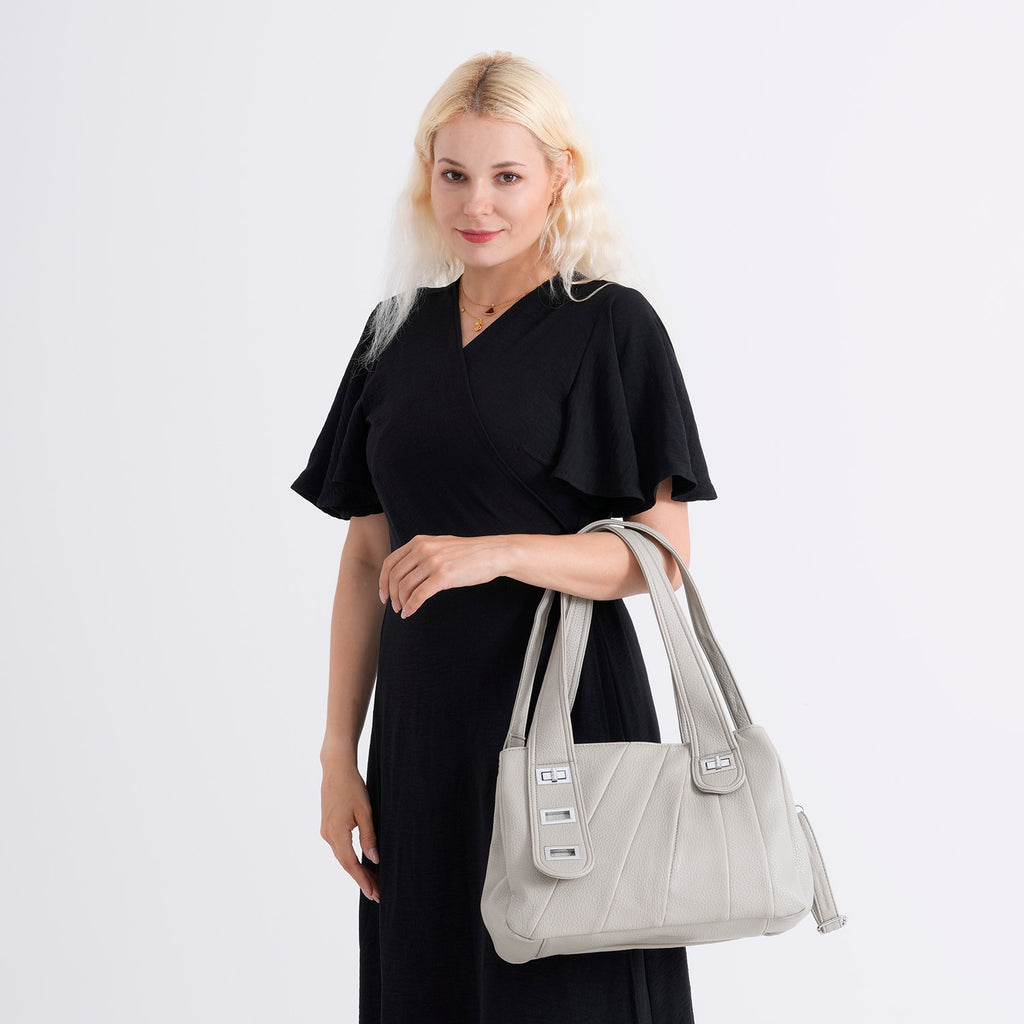 Designer Inspired - Dual-Handle Convertible Crossbody & Shoulder Handbag - Light Green_8519657_3